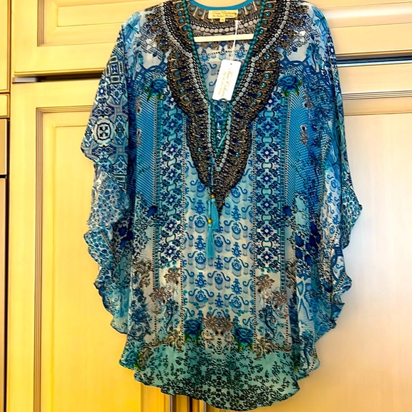 NWT - TRUE COLOURS Lace-up V-neck Caftan - Picture 1 of 9